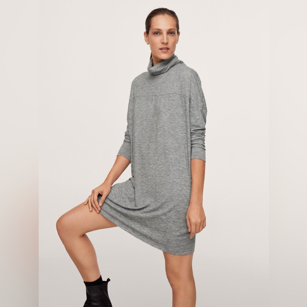 Gray Turtleneck Dress